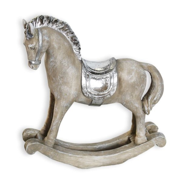 Houpací kůň polyresin 19,5cm stříbrná